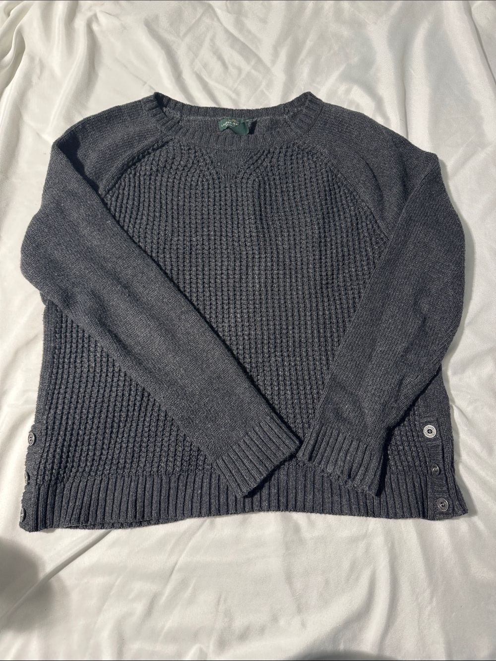 Lauren Ralph Lauren Gray Waffle Knit Sweater Pullover Med Cozy Soft Old Money